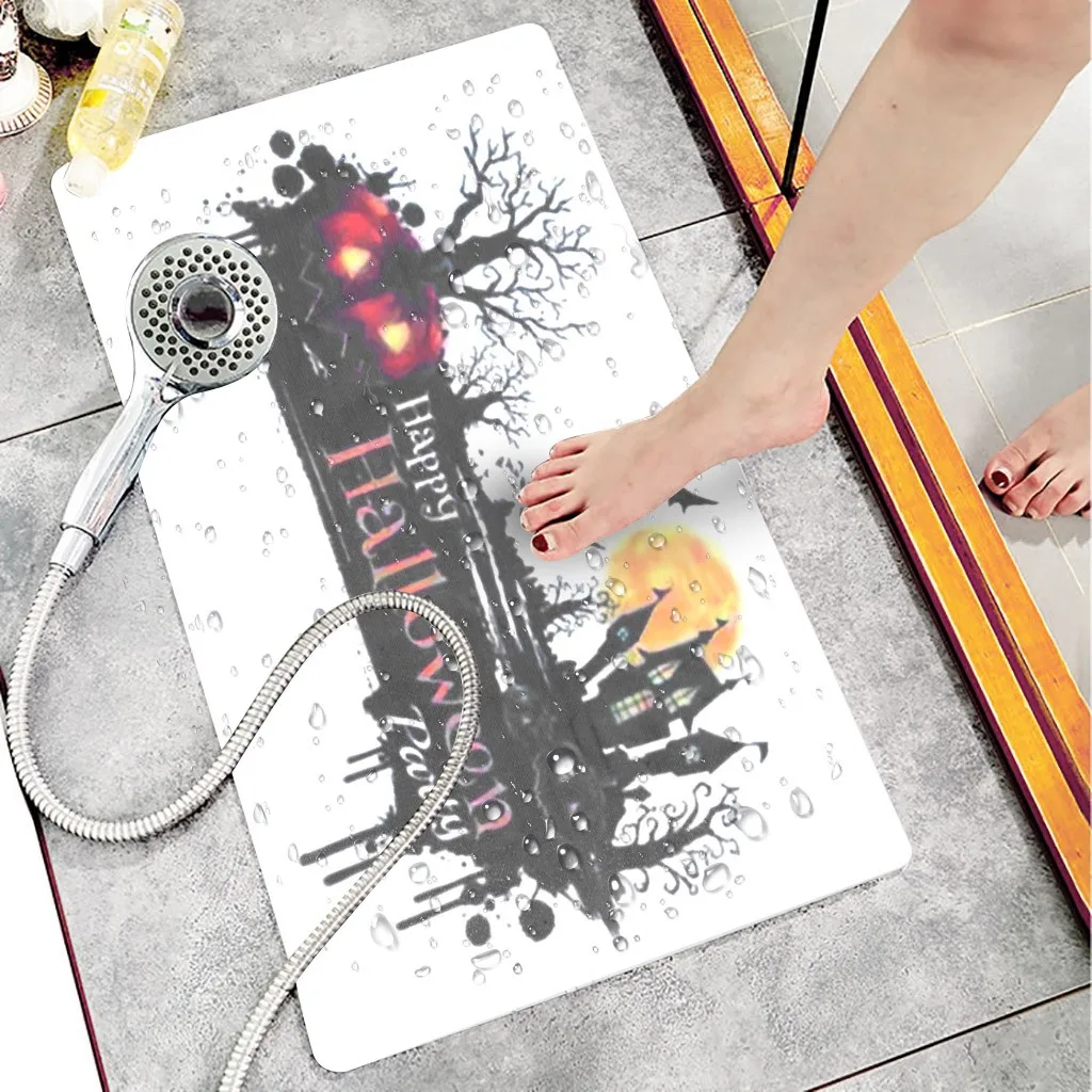 Halloween Gift Pumpkin Bath Mat Bathroom Non Slip Carpet Rug Water Display Pattern Shower Mat Carpet Horror Mat Bathroom Mat