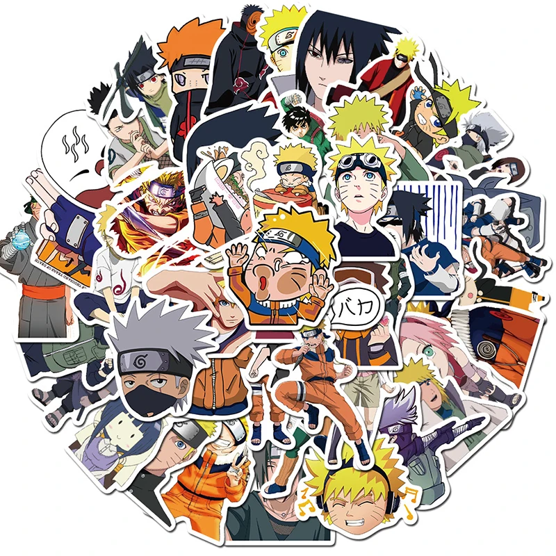 

50PCS New Anime Naruto Stickers Pack Vinyl For Children Guitar Laptop Phone PS4 Skateboard Car Bike Kids Toy Cartoon Sticker