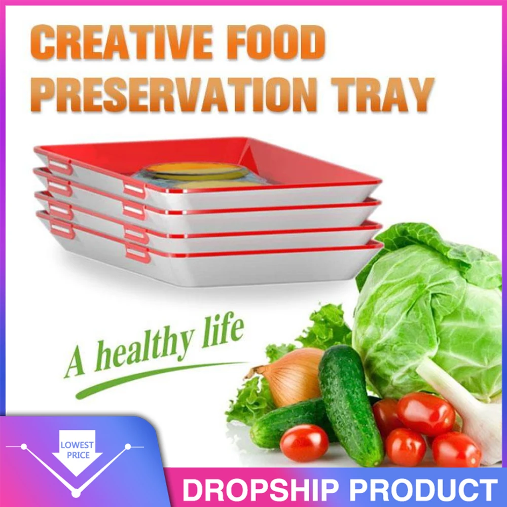 

Food Preservation Tray Creative Food Fresh Storage Organizer Food Fresh Storage Container Microwave Cover Dropship Kitchen Items