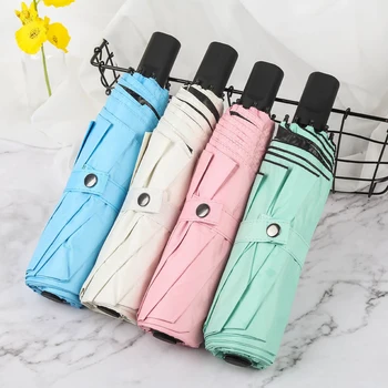 

Lightweight Folding Umbrella Double Layer Anti-UV Sunscreen Sun Umbrella Three Fold Rain Umbrella Unisex DEC889