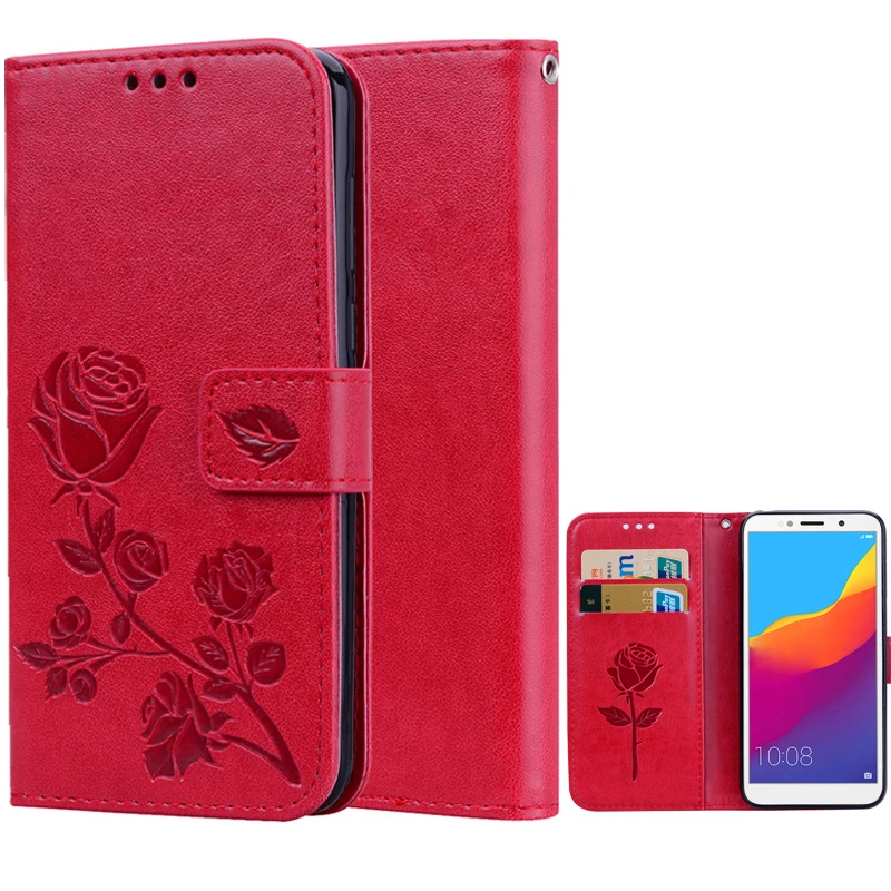 Red Huawei P20 Коврики 10 20 P8 Lite Y5 Y6 Prime P Smart чехол-портмоне с откидной крышкой на Honor 7A 7C Pro 8A 8S 6X 7X 8X 8 10 9 Lite - Цвет: Red