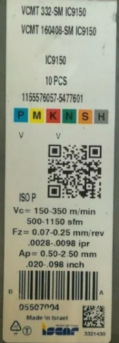 ISCAR 10 шт. карбидные вставки VCMT160408-SM IC9150