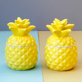 

CEREMIC JEWELRY TRINKET BOX PINEAPPLE STORAGE CANISTERS NECKLACE CONTAINER