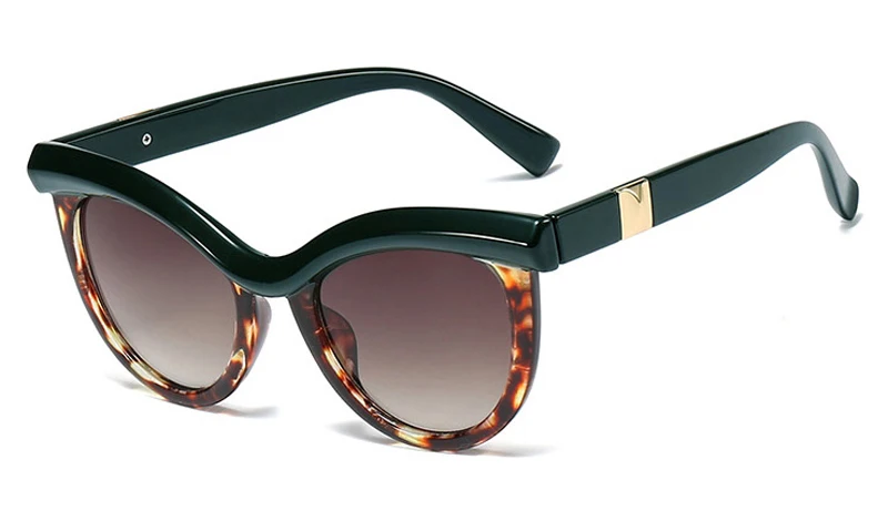 green leopard frame Kachawoo, Ретро стиль, кошачий глаз, солнцезащитные очки для женщин, черные, для девушек, солнцезащитные очки, Леопардовый узор, год, подарки,, трендовые очки - Цвет линз: green leopard frame