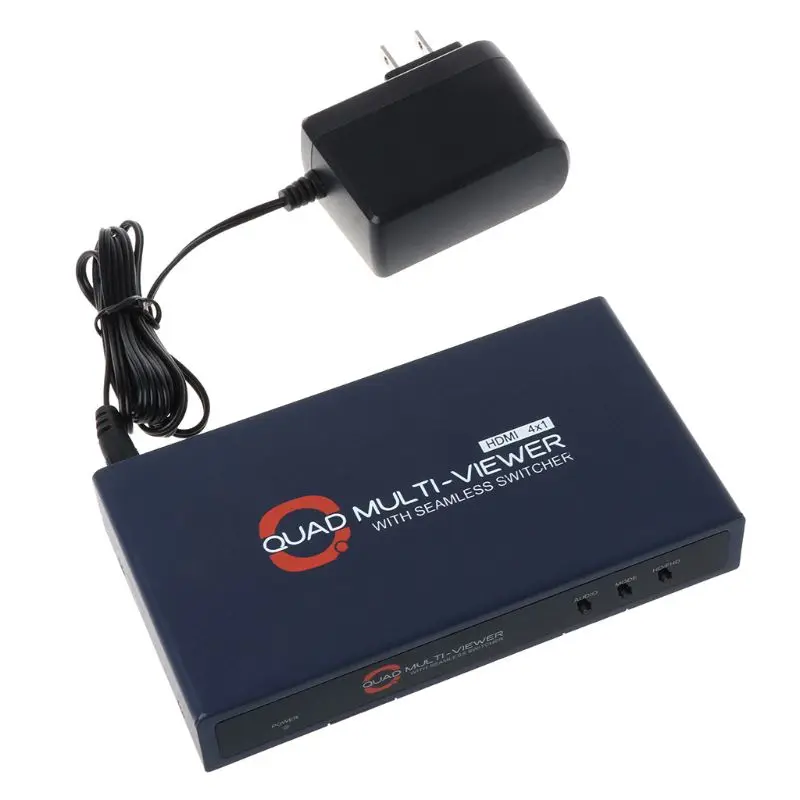 

1080P 4x1 Multi-Viewer HDMI Quad Screen Real Time Multi-Viewer HDMI Splitter Seamless Switcher with IR Remote Control Power Supp