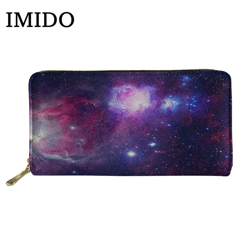 IMIDO, 3D, космос, огромная Вселенная, звездное небо, солнечная система, узор,, новинка, длинный женский кошелек, кошелек для денег, сумка для монет - Цвет: as picture