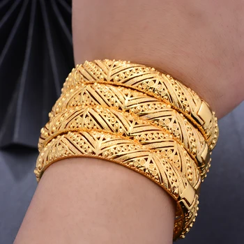 

Wando 4pcs/lot Indian Bangles Gold color Bangle&Bracelet Dubai Bangles For Women Africa Jewelry Ethiopian Wedding Bride Jewelry