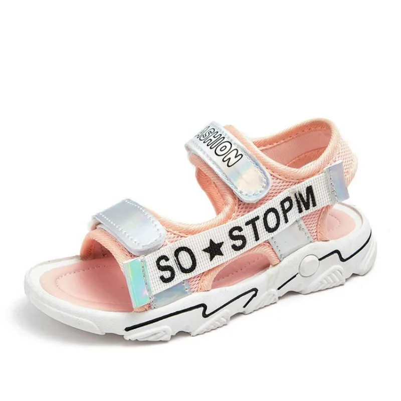 

Fashion Summer New Girls Comfortable Sandals Children Breathable Mesh Shoes Light-weight Flat Beach Kids Shoes
