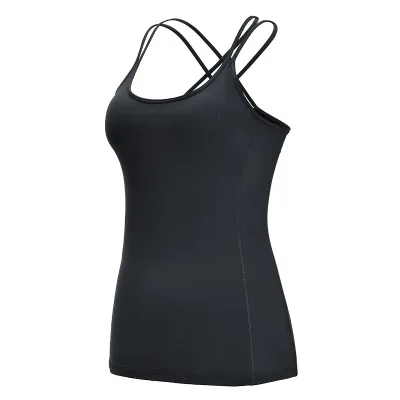 Zhangyunuo Women's Large Size S-XXL Sports T-shirt Quick Dry Sleeveless Gym Tank Top Stretchy Workout Sports Wear - Цвет: black