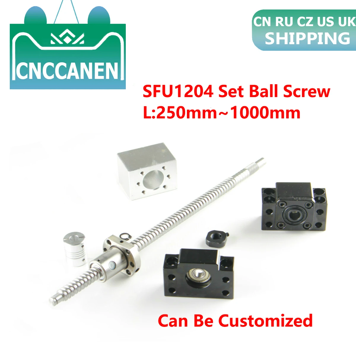 SFU1204 L250-1500MM Rolled Ball Screw End Machined& Nut Housing+BK/BF10+Coupler