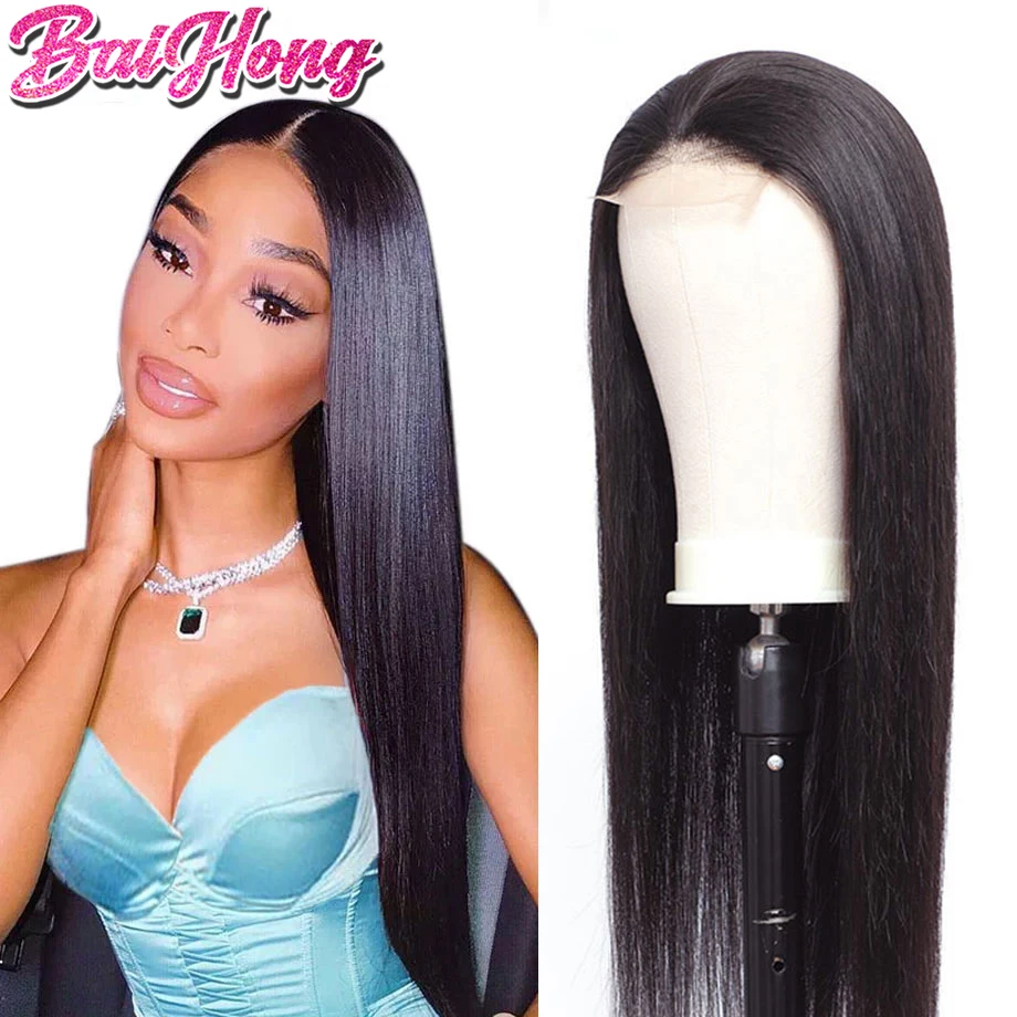 Straight Lace Front Human Hair Wigs 5x5 6x6 Long Natural Hair 100% Brazilian 30 Inch Lace Closure Wigs For Black Women BAIHONG
