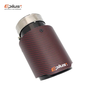 

EPLUS Car Red Matte Carbon Exhaust System Mufflers Tip Universal Straight black Exhaust Pipe Muffler nozzle For Akrapovic