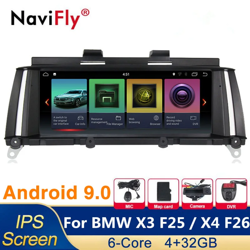 

IPS Android 9.0 6 Core car dvd multimedia player gps navigation For BMW X3 F25 2010-2016 X4 F26 2014-2016 original CIC NBT Radio