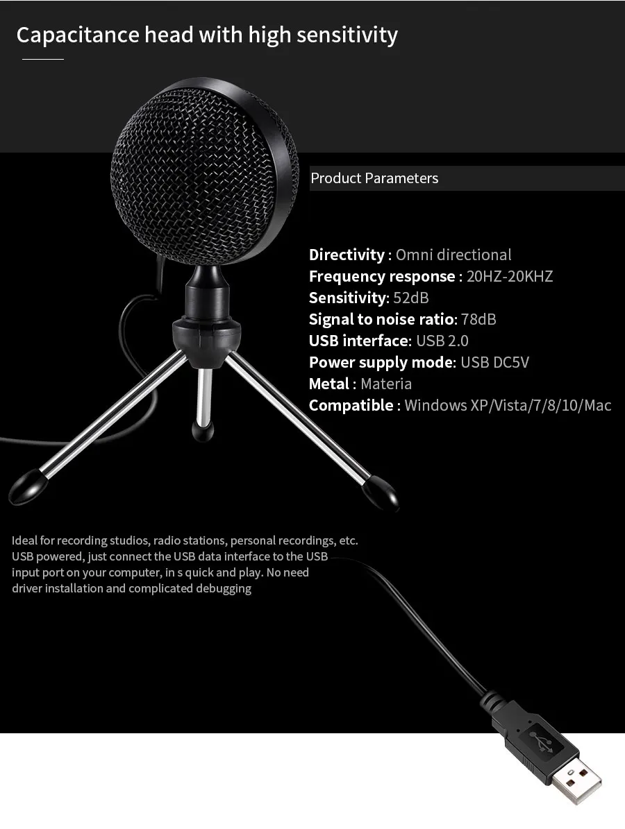 MAMEN USB конденсаторный микрофон 360 градусов настольный микрофон с минимальным штативом всенаправленный умный микрофон для встречи