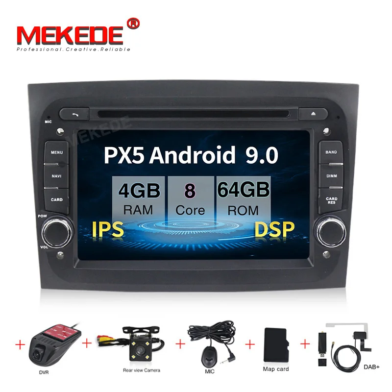 Ips DSP PX5 Android 9,0 4G+ 64G 8 core автомобильный dvd-радиоплеер для Fiat Doblo gps навигация TDA7851 wifi Bluetooth
