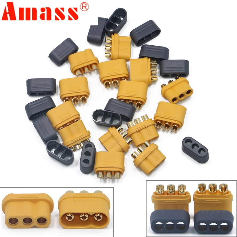 

5Pairs 10PCS Amass MR60 Plug w/Protector Cover 3.5mm Connector Interface Connector Sheathed For RC FPV Racing Drone Lipo Battery