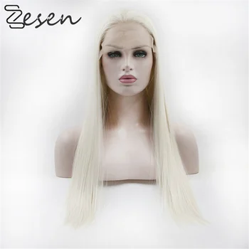 

Zesen 13X4 Long Straight Synthetic Lace Front Wigs 60 Blonde Heat Resistant Wigs With Natural Part Wig for Black Women