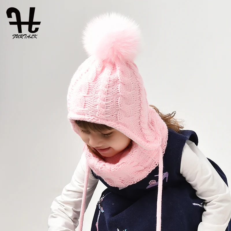 Najtaniej FURTALK czapka dla dzieci i zestaw szalików dla dziewczynek i chłopców polarowe dzianiny czapki zimowe czapki z pomponem dla dzieci ciepłe czapki czapka dla 2 6 lat