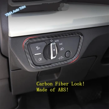 

Lapetus Auto Styling Front Head Lights Headlight Switches Button Cover Trim For Audi Q5 2018 2019 2020 ABS Matte / Carbon Fiber