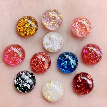 

30pcs 12mm(thickness 5mm) Glitter Resin Round Flatback Cabochon DIY Phone/Button Craft Decoration Wedding rhinestone