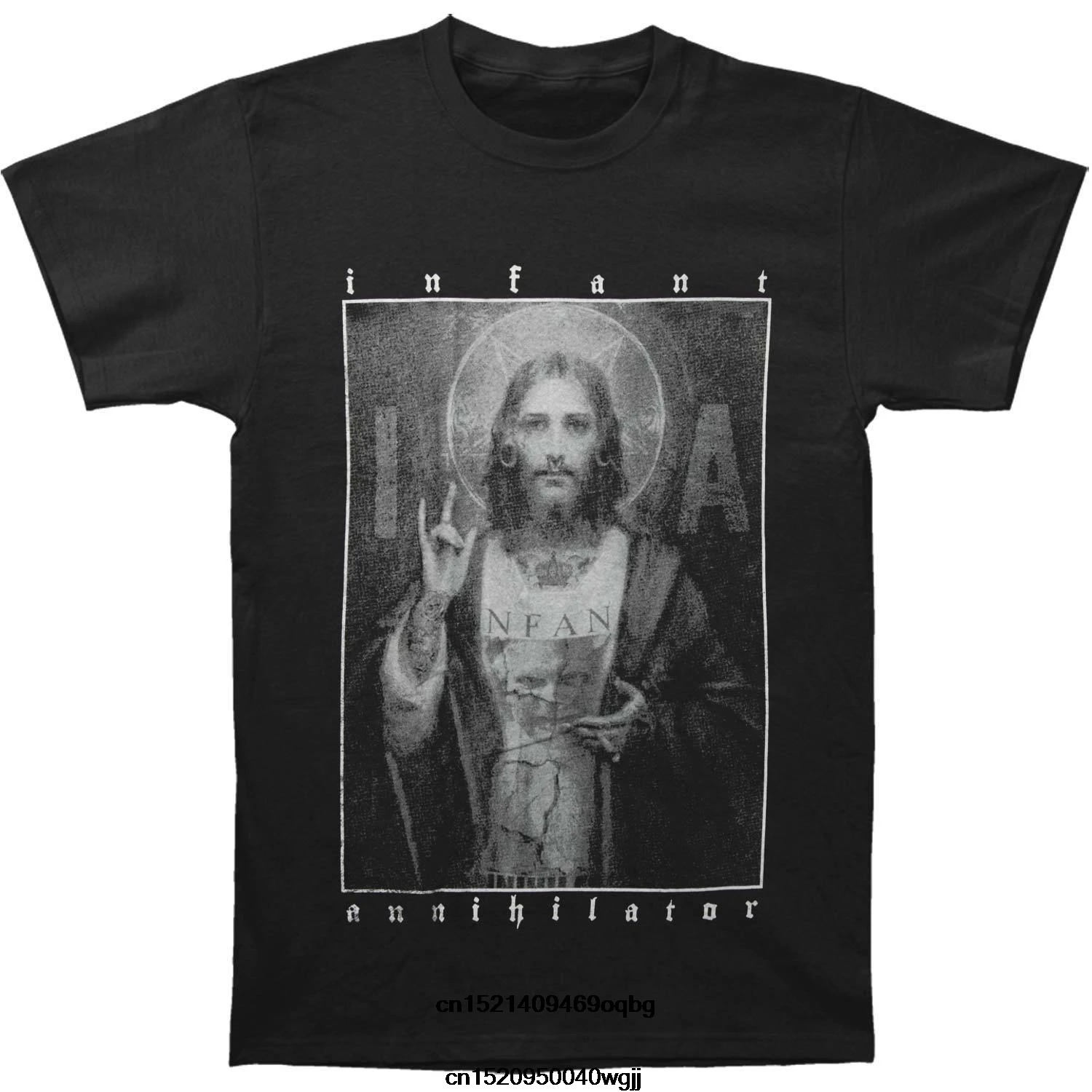 Младенческой аннигилятор футболка Jesus черная модная с коротким рукавом 100%