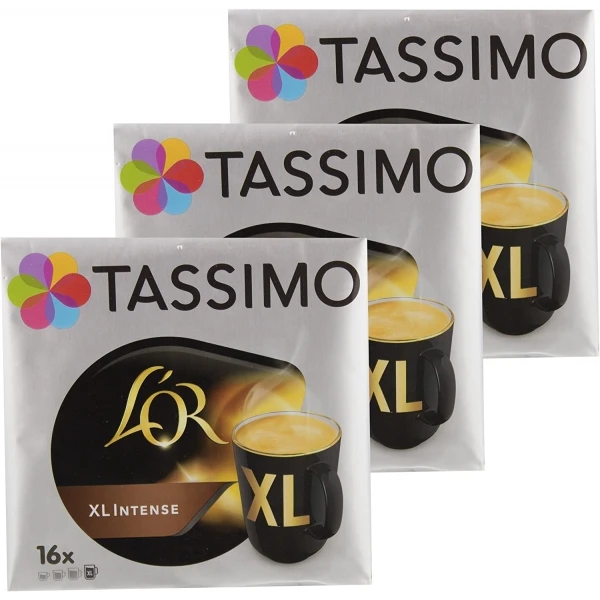 Tassimo L\'OR XL Intense, Cápsulas café molido Brasa,-Pack 3 Paquetes (48 cápsulas)