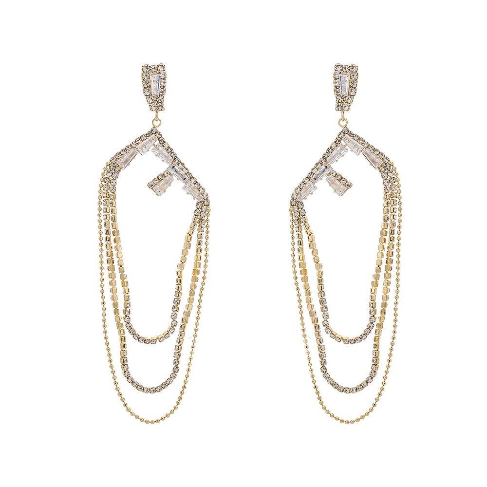 YMYW буква F Циркон Кристалл Стразы кисточкой Мода Висячие серьги женские серьги на свадебную вечеринку ювелирные изделия подарок Brincos - Окраска металла: gold