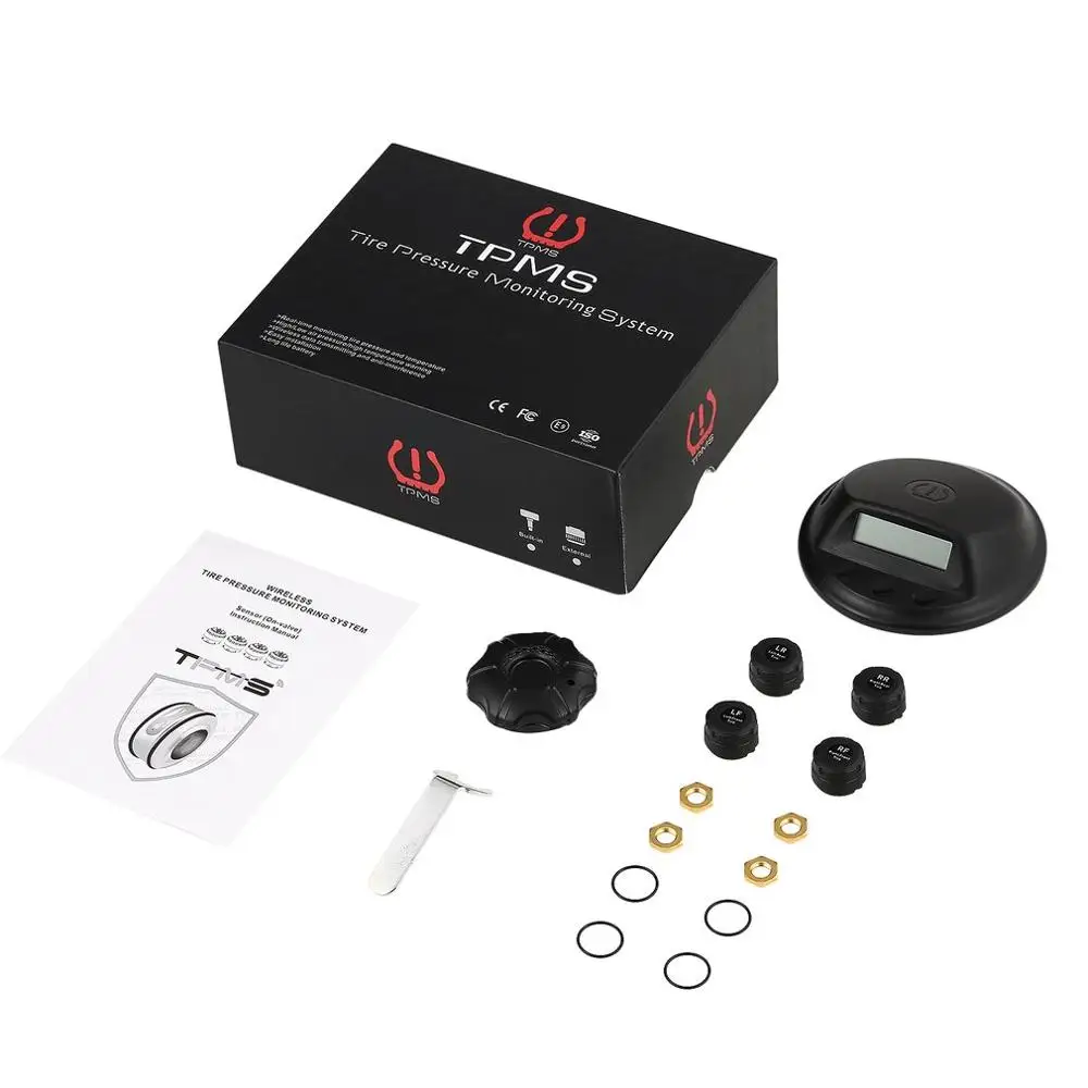Новая сенсорная Беспроводная система контроля давления в шинах TPMS с 4 внешними датчиками, Аудио Сигнализация, измерительное давление/температура
