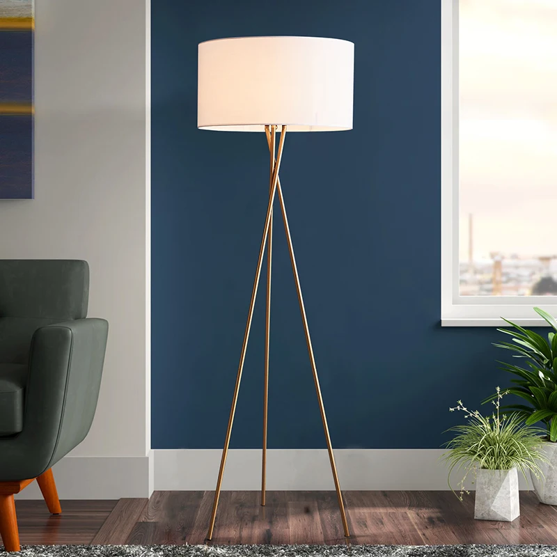 Nordic Modern Floor Lamp Led Iron Tripod Floor Lamps For Living Room Bedroom Home Study Decor Lights E27 Gold Stangding Lamp