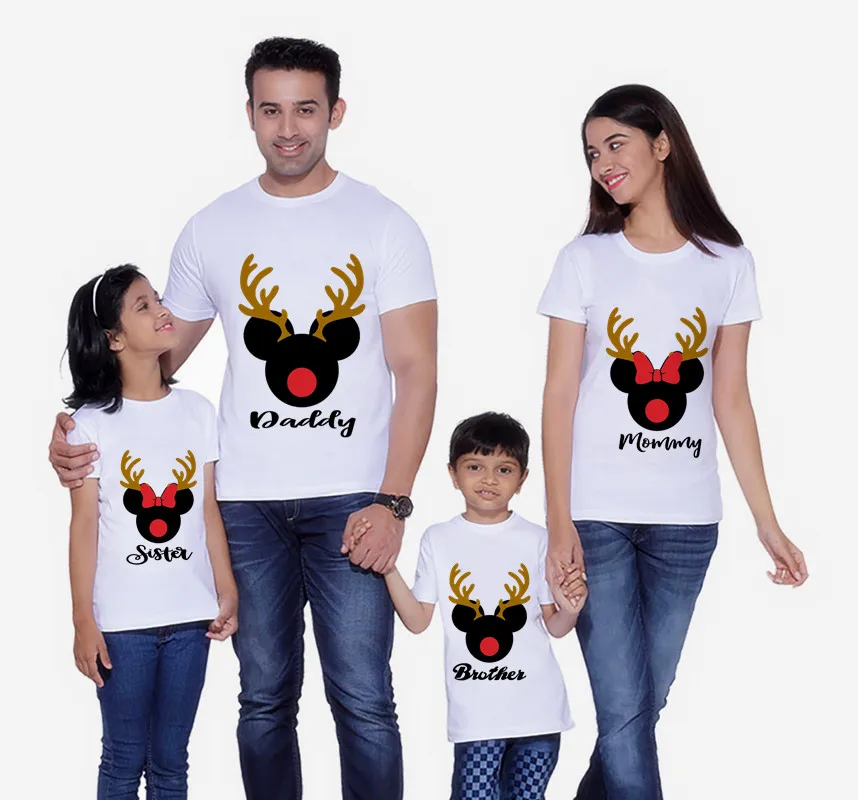 Одинаковая одежда для всей семьи «Замок Маус» одежда «Мама и я» футболка с Минни Маус Одежда для мальчиков футболка с короткими рукавами с изображением Микки-рога