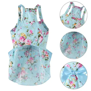 

Spring Summer Flower Print Cotton Cute Pet Dress Cat Dog Costume Outfit Clothes