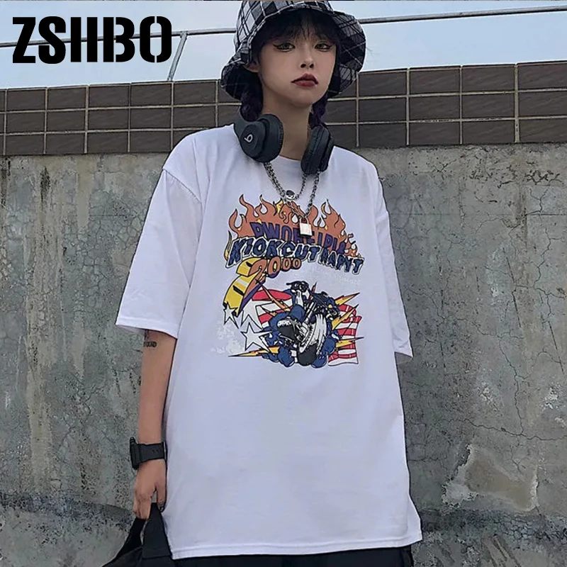 Punk Dark Grunge Streetwear Ladies gothic Top Tshirts Harajuku Clothes y2k Summer Goth Female Tee Aesthetic Loose Women T-shirt