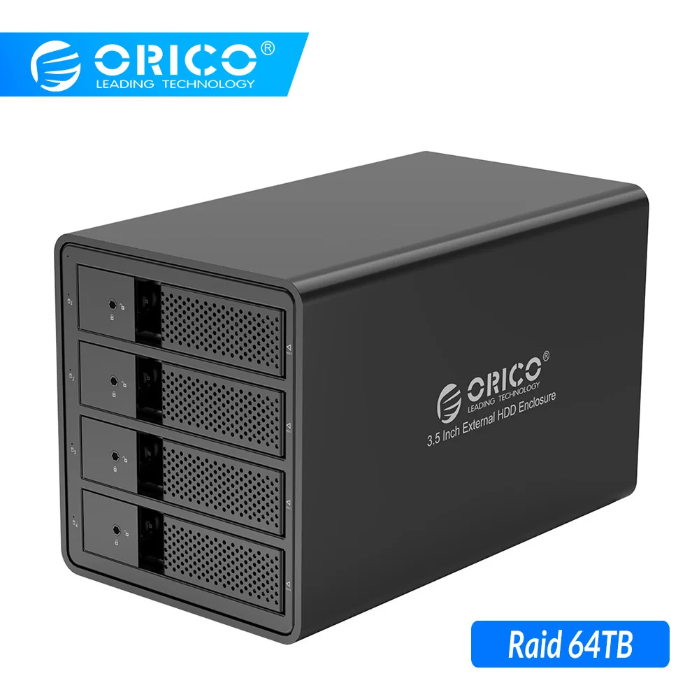 Док-станция ORICO 4 Bay 3,5 ''USB3.0 HDD с поддержкой Raid 64 ТБ UASP с 150W внутренним адаптером питания алюминиевый SATA для USB