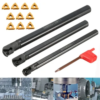 

3 set SNR0008K11+SNR0010K11+SNR0012M11 Lathe Boring Bar Stainless Steel 3Pcs wrench+ 10x 11IR A60 Insert Wrench
