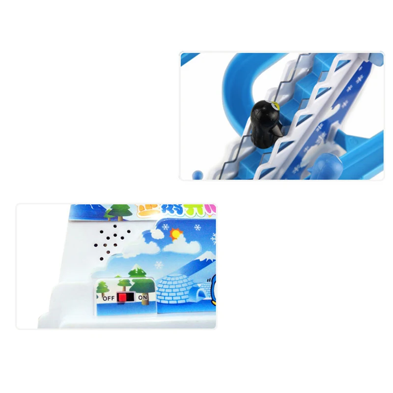 Brinquedos para Crianças Engraçado Pinguim Escalada Escadas Música Pai-filho Quebra-cabeça Slide Brinquedos Interativos Elétrico Railcar 3 Engraçado pinguim escalada escadas música brinquedos para