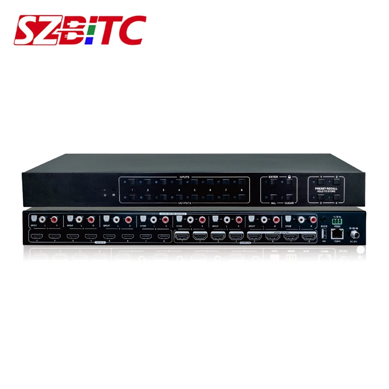 Матричный коммутатор SZBITC 8x8 4K @ 60 Гц UDH с аудио матрицей видеопереключатель 8 в out
