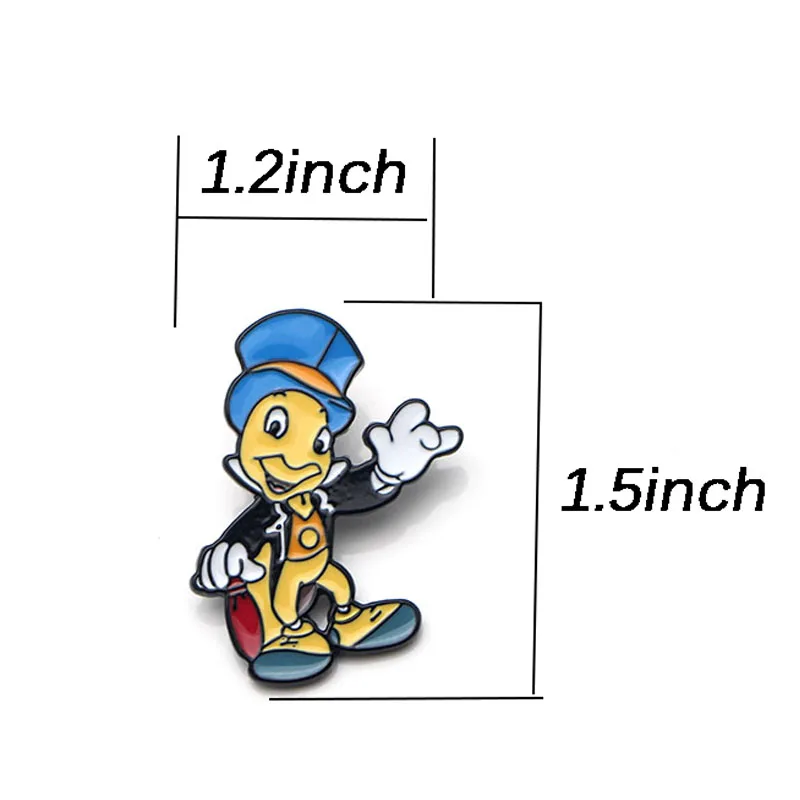 CA295 Jiminy крикет искусство эмаль булавки и броши для женщин мужчин нагрудные значки на рюкзак сумки значок коллекция подарки 1 шт