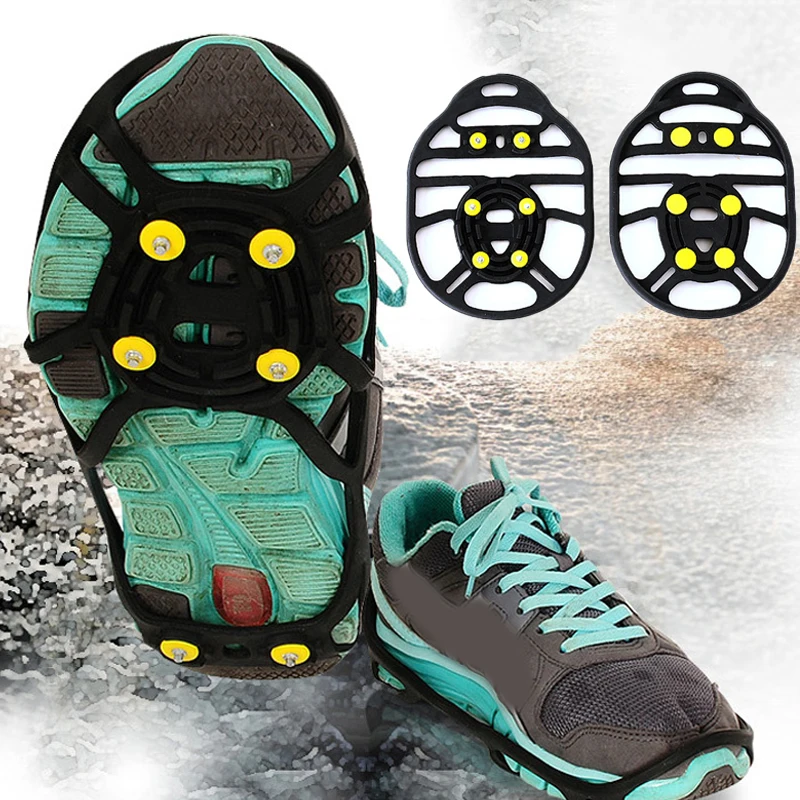 

1 Pair Hot Sale 6 Tooth Anti-Skid Snow Ice Climbing Shoe Spikes Outdoor Hiking Shoes Non-slip Crampons Cleats Overshoes