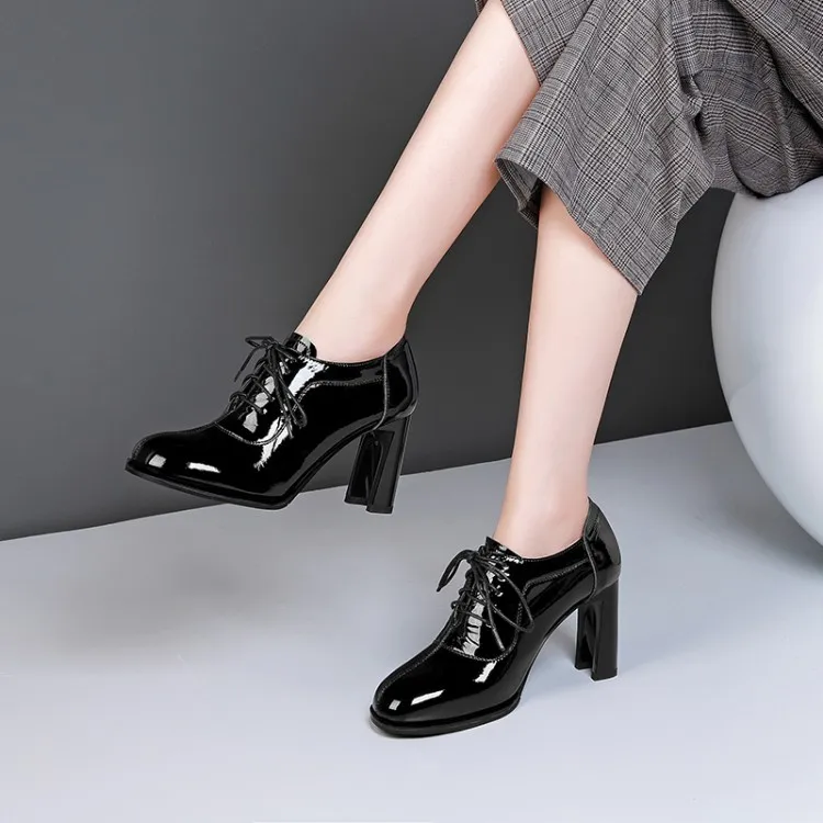 

2019 Autumn Fashion New Style Europe And America Nobility Elegant Fashion Models Deep Mouth round-Toe Chunky Heel Simple Versati