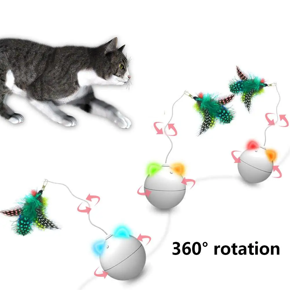 

Pet Toy Ball Robot Cat Toy Interactive LED Rolling Flash Ball Automatic Funny Dog Rod Badminton Random Movement Pet Supplies