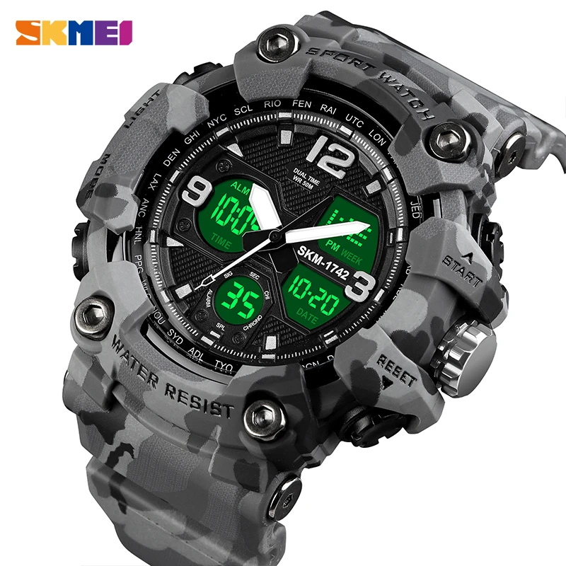 digital and analog watch Vintage Military Mens Digital Watches SKMEI Shockproof 50M Waterproof Sport Wristwatch Fashion Chrono Clock Male Watch 1742 smartwatch digital