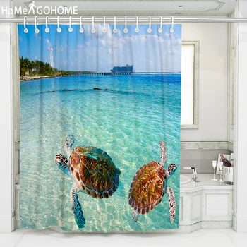 

Sea Turtle Printed 3D Shower Curtain douchegordijn landschap Waterproof Fabric Bathroom Shower Curtain Bath Home tenda doccia