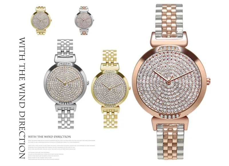 Natrual стиль Женские часы ювелирные изделия Кварцевые серьги и браслет и часы набор креативные стразы женские наручные часы