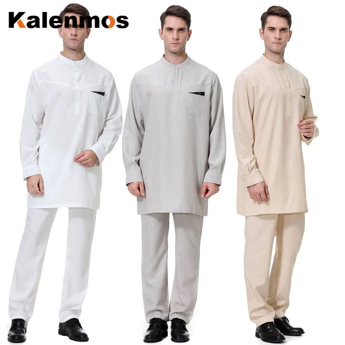Мужские мусульманские костюмы KALENMOS из Саудовской Аравии Jubba Thobe 2 штуки Djellaba