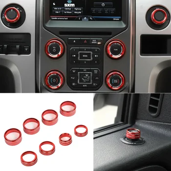 

2009-2014 Ring Cover Trim ABS 8pcs Red A/C AC Headlight Switch Knob Practical
