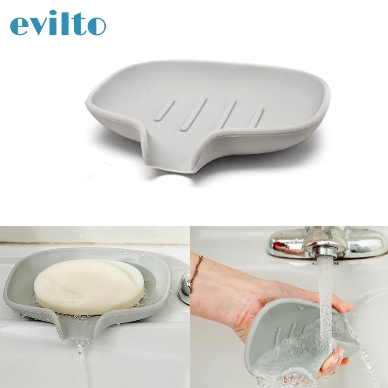 Soap-Holder Container Case Storage-Rack Shower Bathroom Silicone Non-Slip New
