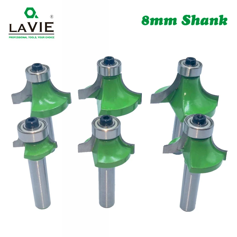 LAVIE 1pc 8mm Corner Round Over Router Bit with Bearing for Wood Woodworking Tool Tungsten Carbide Milling Cutter MC02022