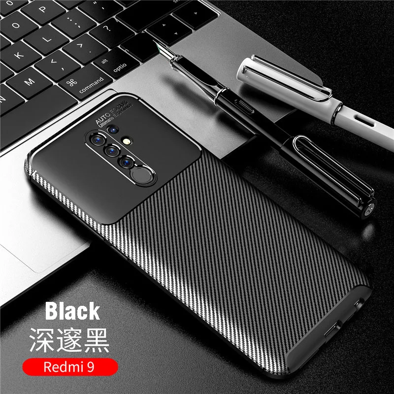 

New Redmi 9 Mobile Phone Case Redmi 10X Matte Carbon Fiber MI PocoX3 NFC Cover