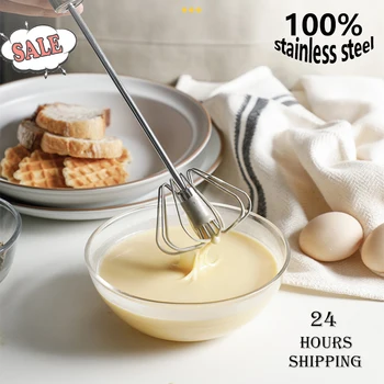 

Stainless Steel Hand Pressure Rotating Semi-Automatic Mixer Coffee Milk Mixing Eggbeater Handheld Mixer Kitchen Cooking Tools