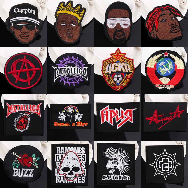 

Band Music Patch Heat-adhesive Embroidered Patches For Clothing Iron On Patches On Clothes Embroidery/Punk Patch Biker Stripe